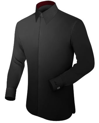 Red Fitted Dress Shirt with French Collar 2 Button