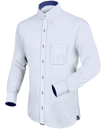 Shirts Button Down Collar Self Colour Polester Cotton with Hidden Button
