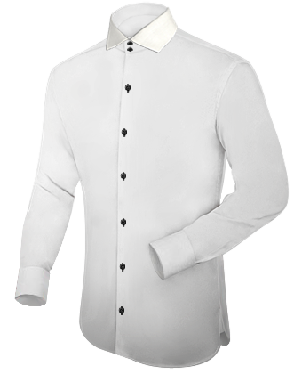 Shirts Button Down Collar White Broadcloth with Italian Collar 2 Button