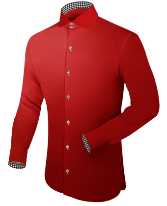 Silk Red Mens Shirt Uk with Italian Collar 2 Button
