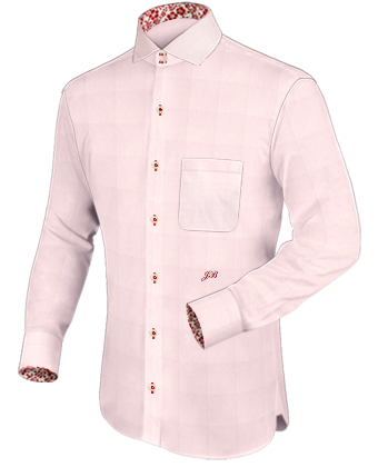 Slim Fit Pink Shirt with Italian Collar 2 Button