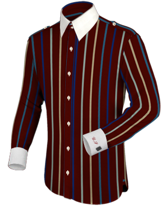 Slim Fit Shirts Men Uk with French Collar 2 Button