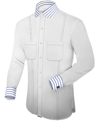 Slim Fit White Shirt Double Cuff with Modern Collar