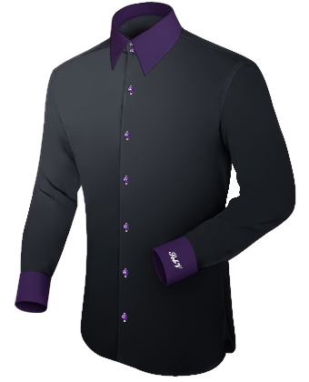 Slim Fit Wing Collar Pletted Dress Shirt with French Collar 2 Button