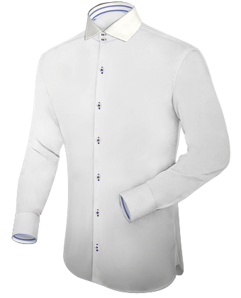 Slim Fit Wing Tip Collar Dress Shirts with Italian Collar 2 Button