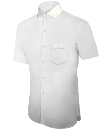 Small Mens Cream Cuff Link Shirt with Italian Collar 1 Button