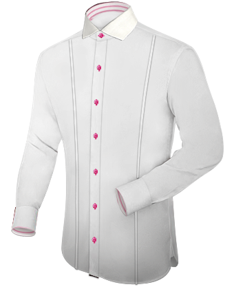 Two Buttons Collar Dress Shirts with Italian Collar 1 Button