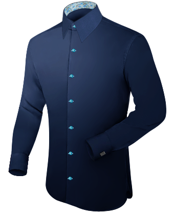 White Button Down Shirt Slim Fit with French Collar 1 Button