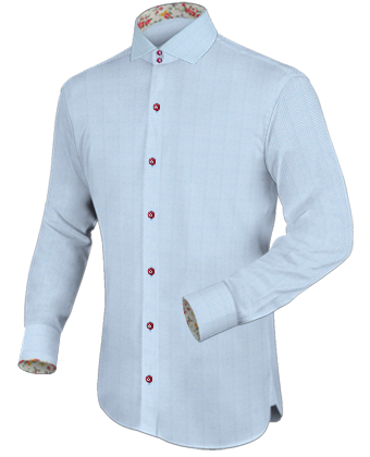 White Collar Mocha Body French Cuff Dress Shirt with Italian Collar 2 Button