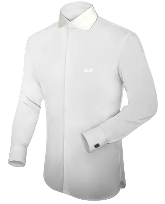 White Cotton Mens Shirt with English Collar