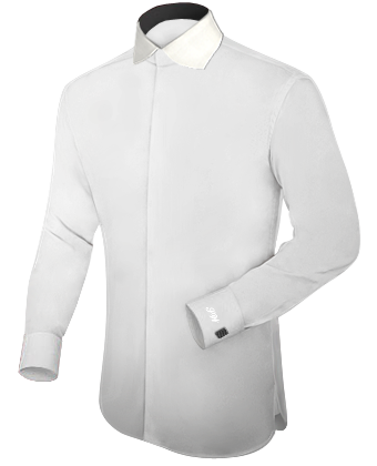 White Cuff Dress Shirts with English Collar