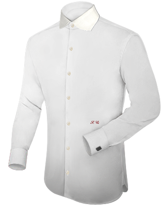 White Cufflink Shirt Fitted with English Collar