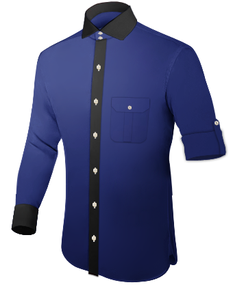 White Cutaway Collar French Cuff Shirt with Italian Collar 2 Button