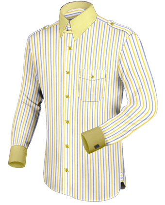 White Dress Shirt Slim English Collar with Tab