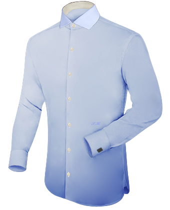White Dress Shirt With High 2 Button Collar with Italian Collar 1 Button