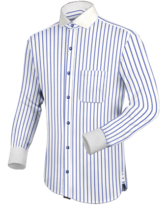 White High Collar Mens One Button Collar Shirts with Italian Collar 1 Button