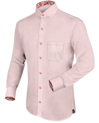 White Mens Shirt With Contrasting Collar with Italian Collar 1 Button
