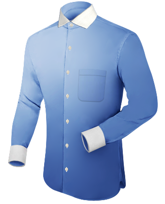 White Plain Twill Double Cuff Shirt with Italian Collar 1 Button