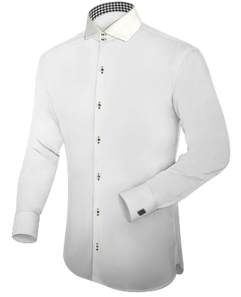 White Shirt Double Cuffs with Italian Collar 2 Button