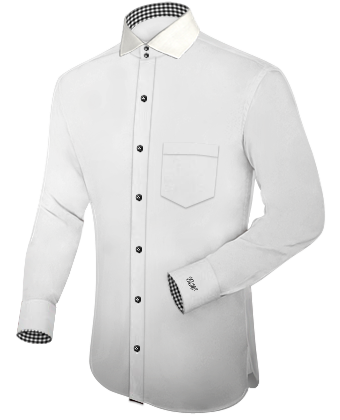 White Shirt Fitted with Italian Collar 2 Button