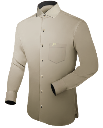 White Shirt Woth Black Collar with Italian Collar 1 Button