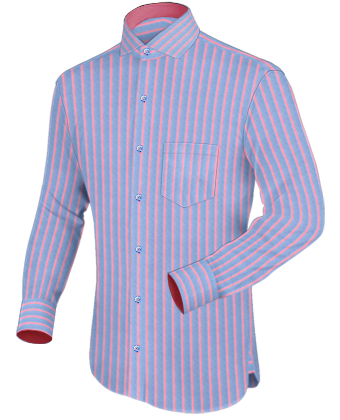 Red Striped Dress Shirt with Italian Collar 2 Button
