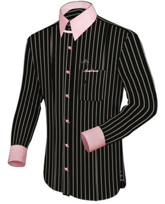 Spread Collar Dress Shirt with Hidden Button