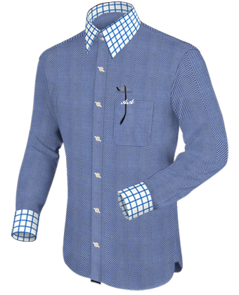 Striped Dress Shirts with Italian Collar 2 Button