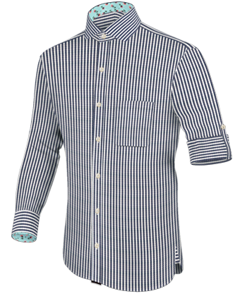 Mens Tailored Dress Shirts with Italian Collar 1 Button
