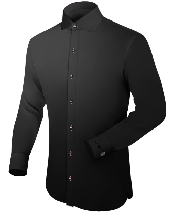 Black French Cuff Shirt with English Collar
