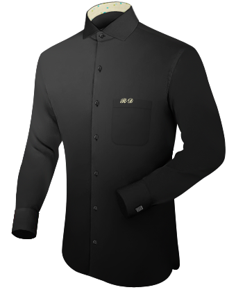Mens Black Dress Shirts with Italian Collar 1 Button