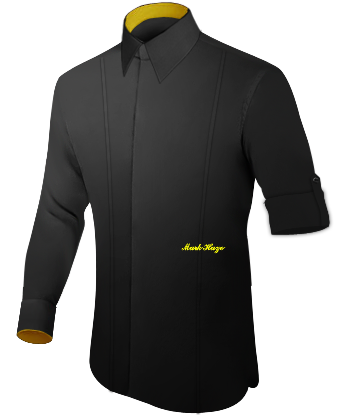 Mens French Cuff Dress Shirts with French Collar 2 Button