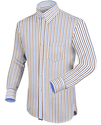 Men's White Dress Shirts with Italian Collar 1 Button