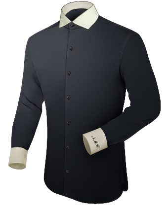 Black French Cuff Dress Shirt with English Collar