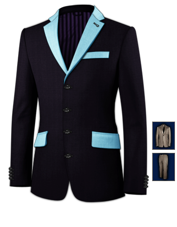 Semi Tailored Suit with 4 Buttons, Single Breasted