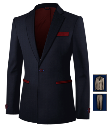 Slim Fit Suit 38r Black with 1 Button, Single Breasted