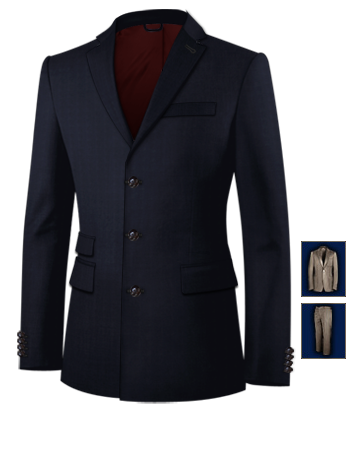 3 Piece Suits with 3 Buttons, Single Breasted