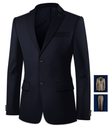 Mens Wool Suits Uk with 2 Buttons, Single Breasted