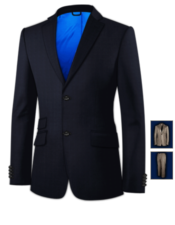 Mens 3 Piece Tailored Suits with 2 Buttons, Single Breasted