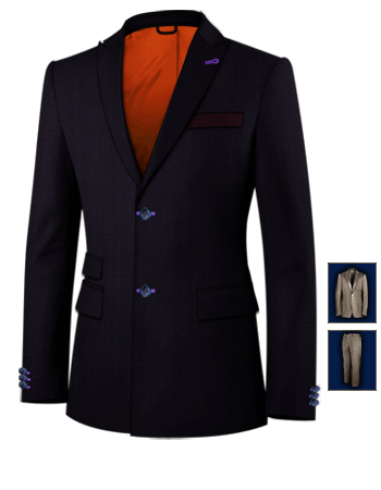 Navy Suits Men's Clothing with 2 Buttons, Single Breasted