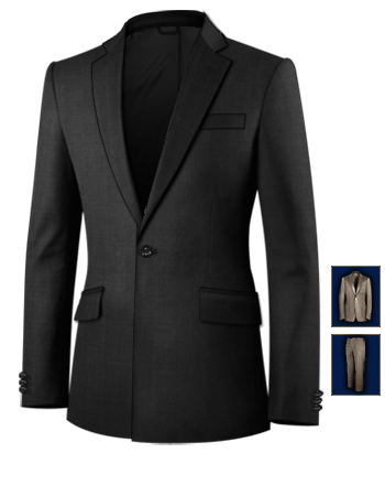 Black Italian Suit with 1 Button, Single Breasted
