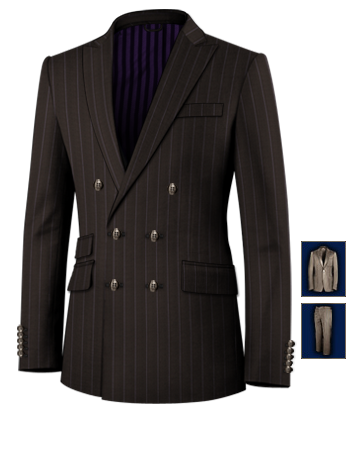 Mens Wedding Suits Clothes with 6 Buttons, Double Breasted (2 To Close)