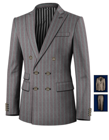Ivory Linen Suits For Men with 6 Buttons, Double Breasted (2 To Close)