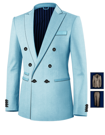 Customize Suits Online with 6 Buttons, Double Breasted (1 To Close)