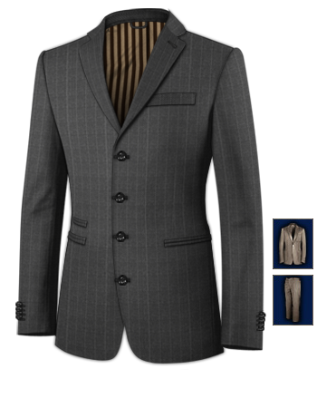 Grey Swallowtail Suit with 4 Buttons, Single Breasted
