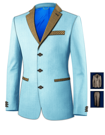 Wedding Mens Suits Brown And Gold with 3 Buttons, Single Breasted