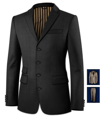 Three Piece Tweed Suit with 4 Buttons, Single Breasted