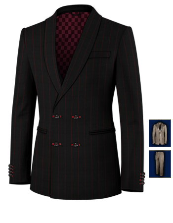 Purple Tailored Suit with 4 Buttons,double Breasted (2 To Close)