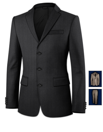 Inch Wool Suit with 3 Buttons, Single Breasted