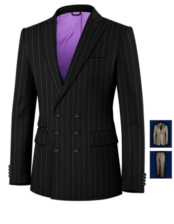 Suits For Grooms with 6 Buttons, Double Breasted (3 To Close)